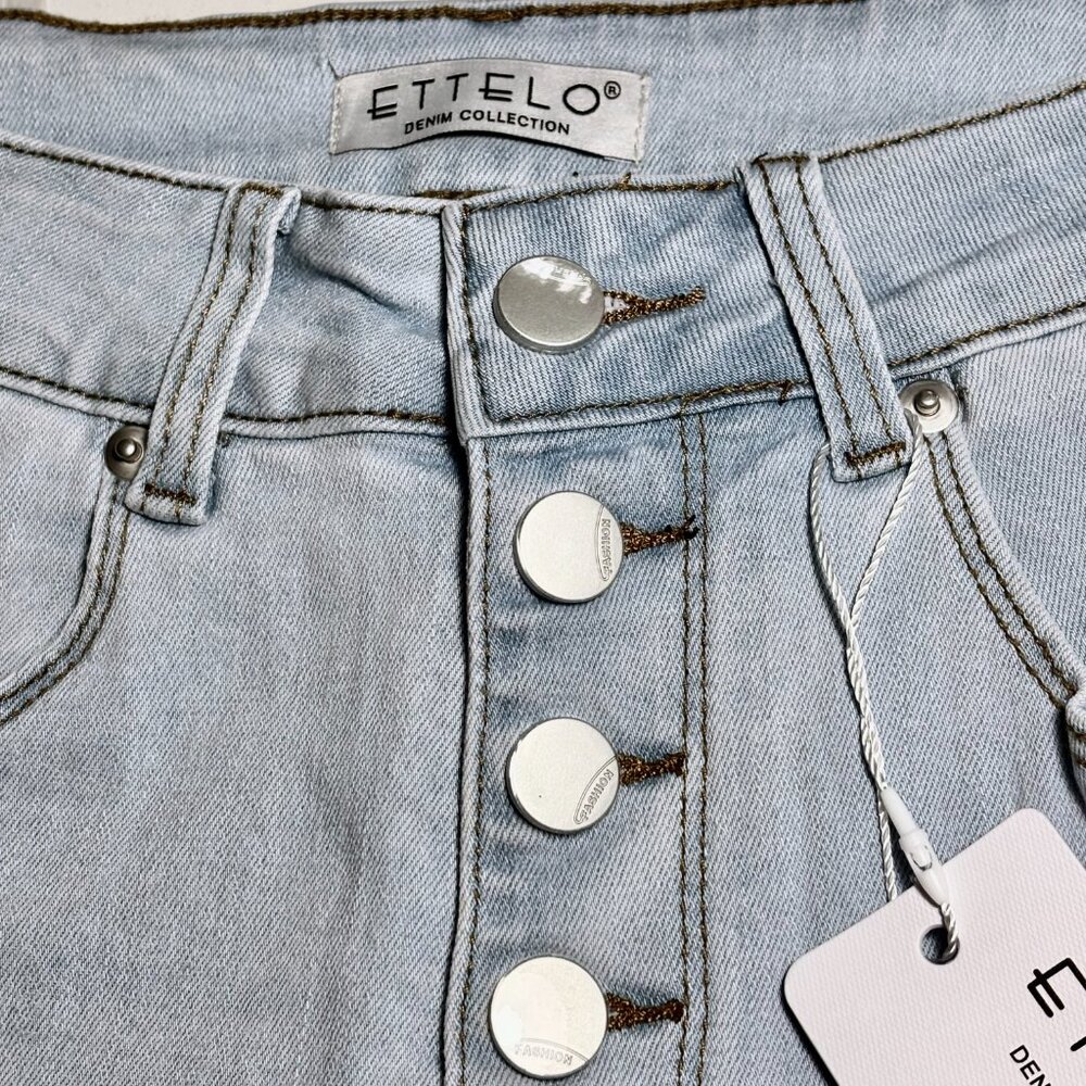 ETTELO Light Blue High Rise Straight Leg Jeans (04) - Picture 8 of 11